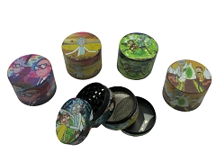 50mm 4 Part Colored Rick Morty Designs Aluminum Grinder 