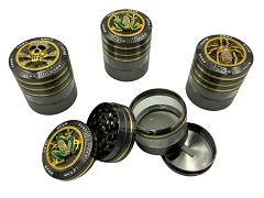 62mm 4 Part Top Crystal Insects Design Black Gold Aluminum Grinder (Buy 6ct Display box $6.99 each) GRZ119Z-SP-SD-ZT