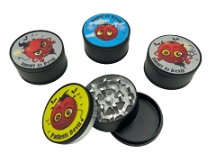 51mm 3 Part Black Devil Image Aluminum Grinder (Buy 12ct Display Box $2.75 each) GR041-BDV
