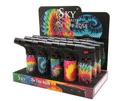 Eagle Brand Sky Torch TIE DYE Design Colored Torch Lighters 15ct Display Box SK101TD