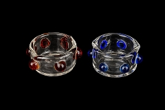 Colored Beads Round Glass Dish For Wax