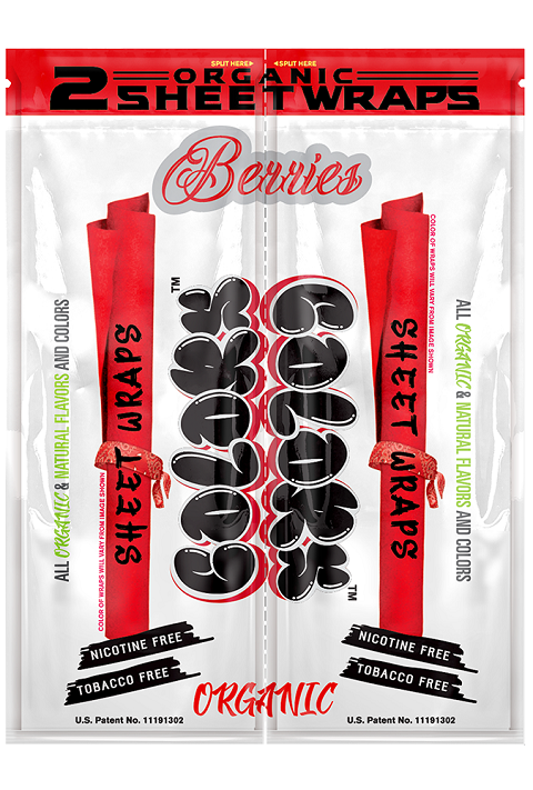  Organic Color Sheet Wraps 2Pk Pouch 25ct Display Box ( Berries )