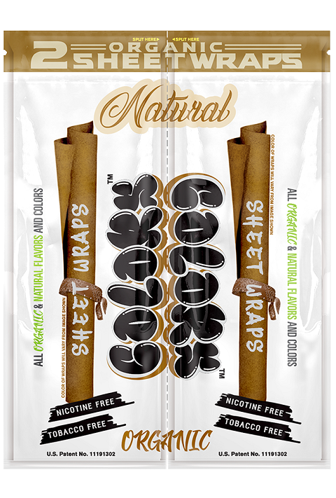  Organic Color Sheet Wraps 2Pk Pouch 25ct Display Box ( Natural )
