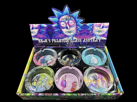 84mm RM Designed Colored Clear Glass Ashtray 6ct Display Box ACE-700